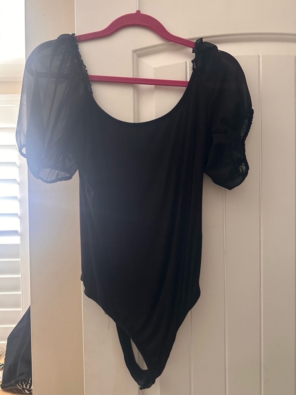 Vici Black Puff Sleeve Scoop Neck Bodysuit